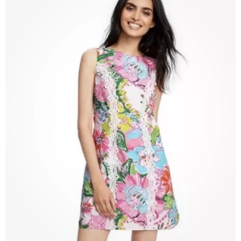 Lilly Pulitzer Target Nosey Posey Shift Mini Dress Sleeveless Floral Multi Sz 2